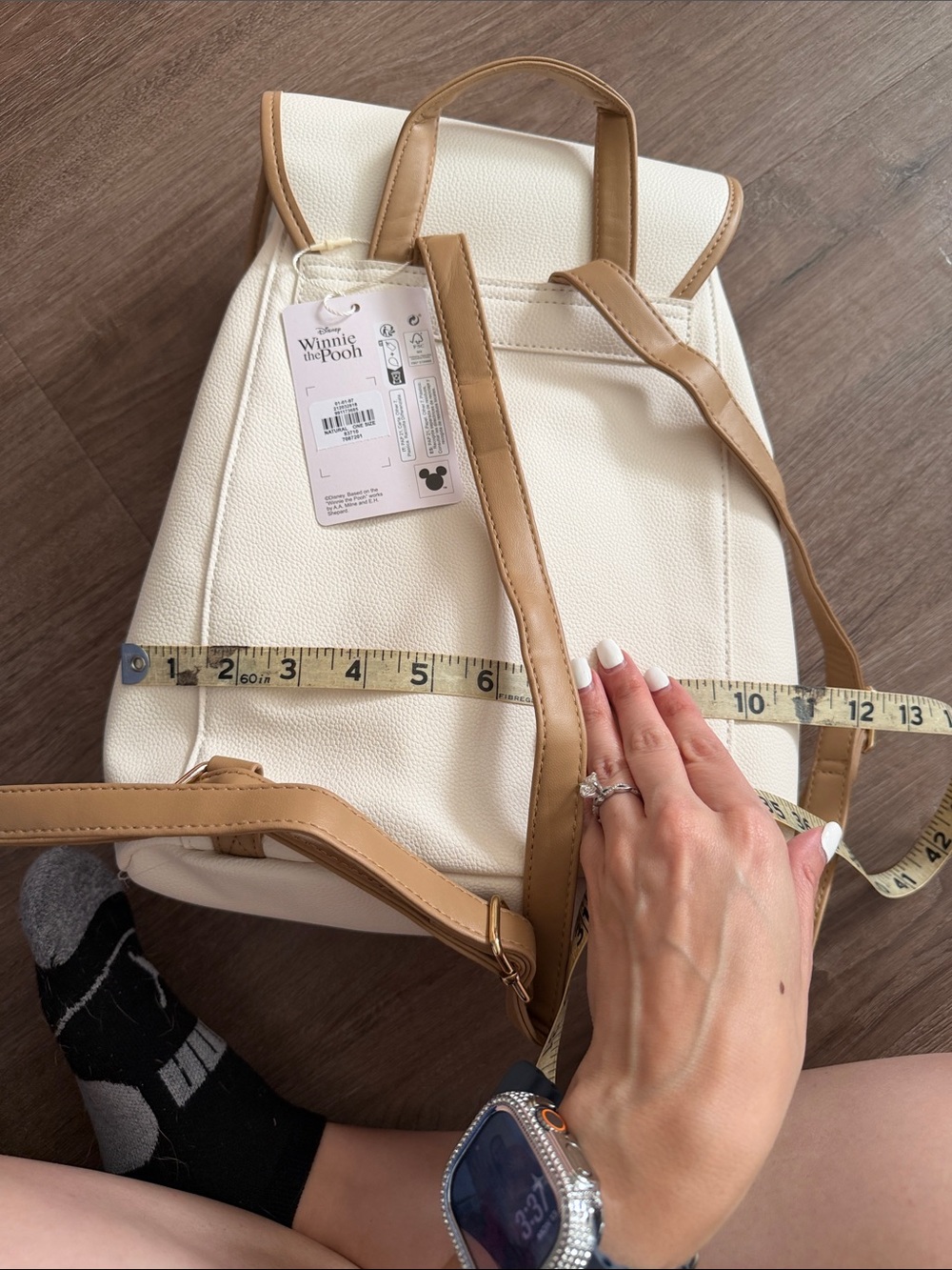 NWT Disney Winnie the Pooh Cream and Tan Cherry Backpack - Picture 7 of 7